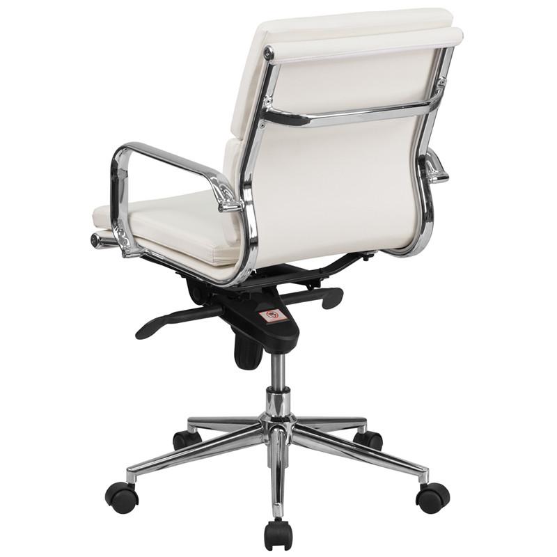 Flash Furniture Mid-Back White Leather Executive Swivel Office Chair With Synchro-Tilt Mechanism