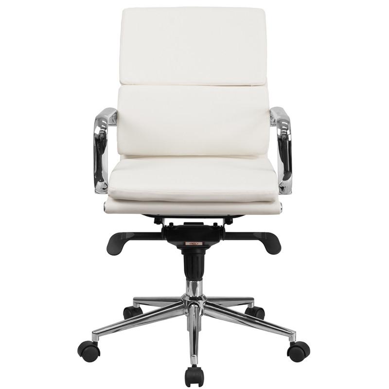 Flash Furniture Mid-Back White Leather Executive Swivel Office Chair With Synchro-Tilt Mechanism