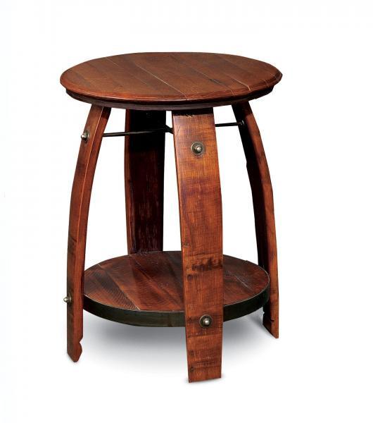 2-Day Designs Barrel Side Table W/ Shelf