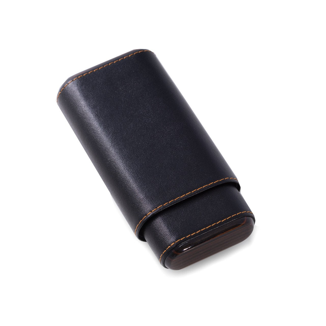 Bey-Berk Black Leather with "Ebony" Wood 3 Cigar Holder