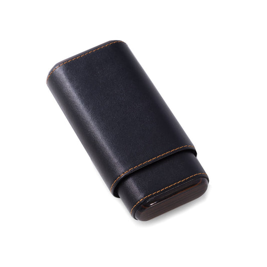 Bey-Berk Black Leather with "Ebony" Wood 3 Cigar Holder
