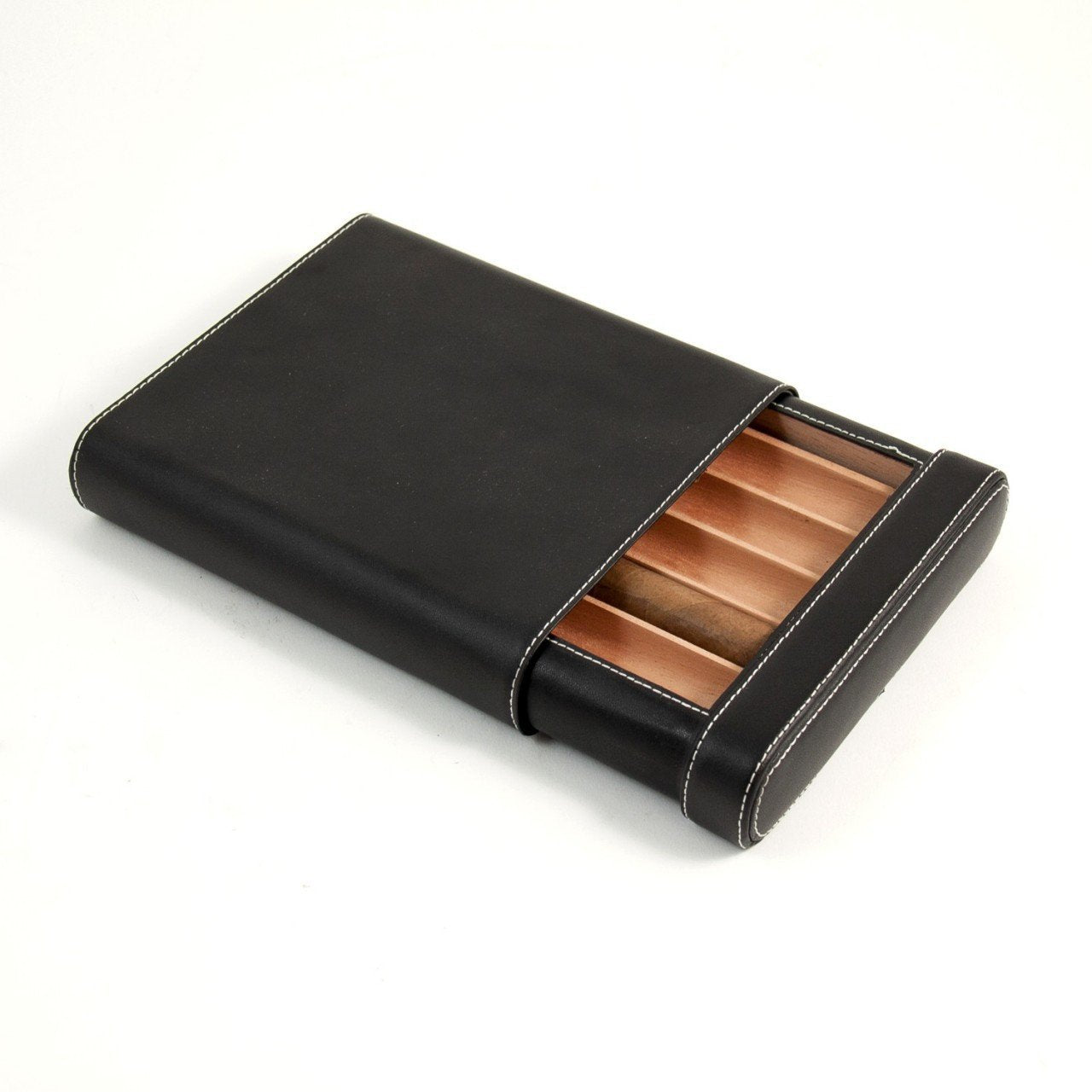 Bey-Berk Brown Black Leather 5 Cigar Case