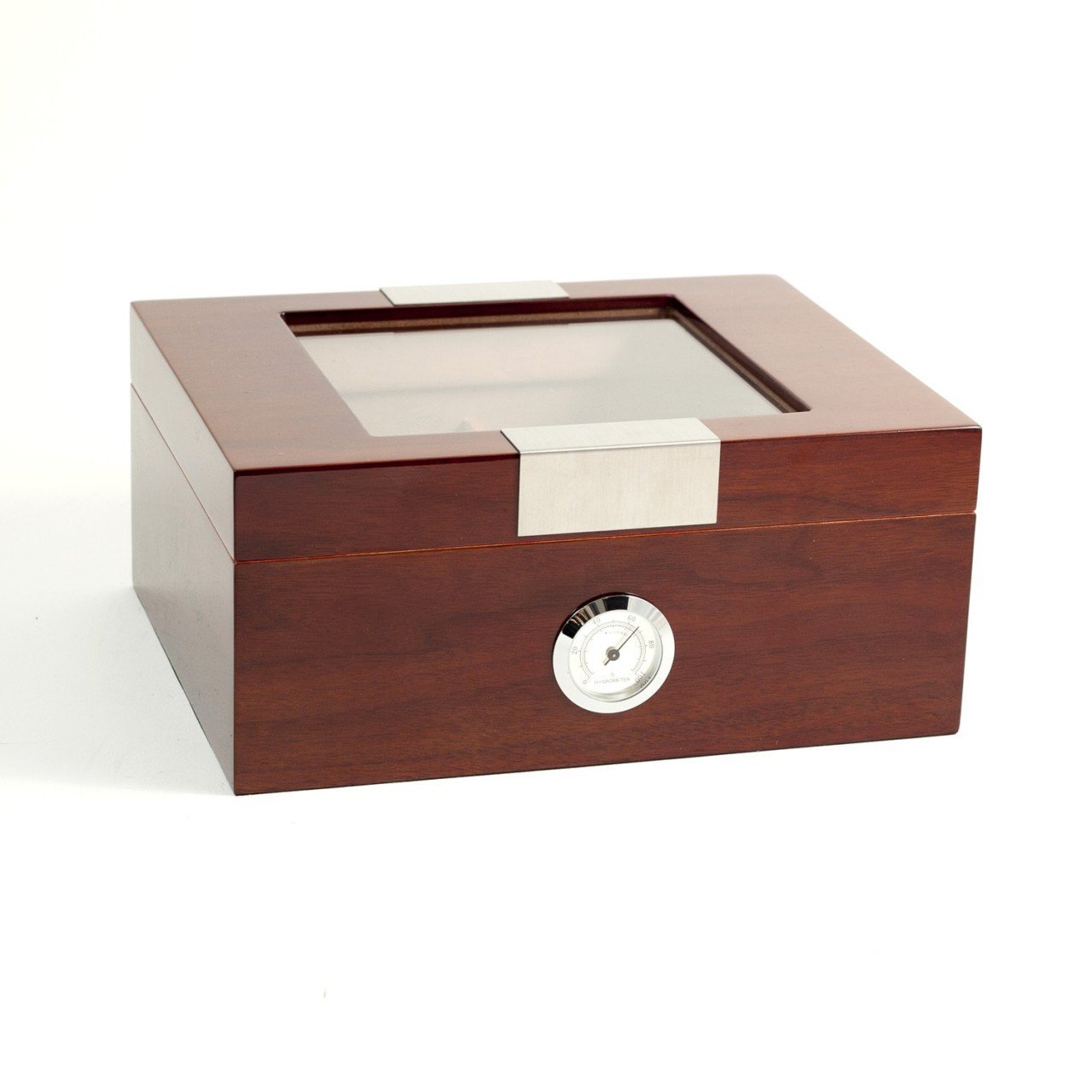 Bey-Berk Walnut Humidor, Cedar Lined w/ Glass Top