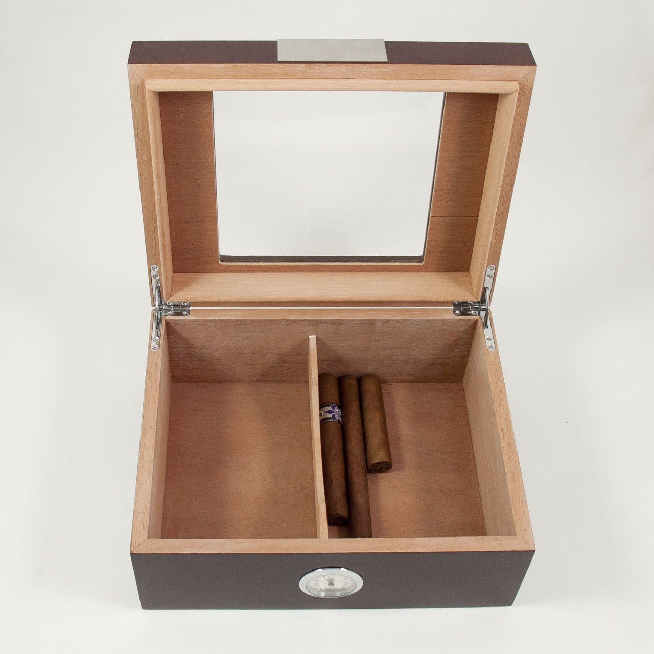 Bey-Berk Walnut Humidor, Cedar Lined w/ Glass Top