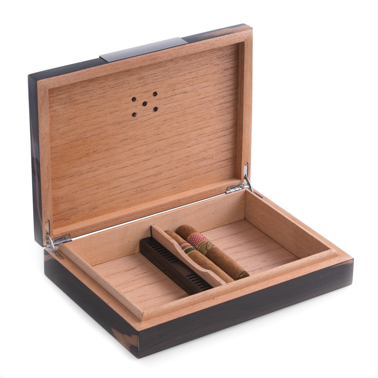 Bey-Berk "Ebony" Wood 12 Cigar Humidor