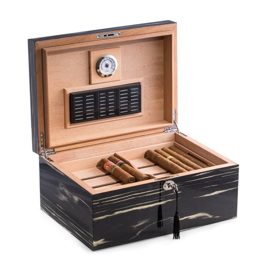Bey-Berk "Ebony" Wood 100 Cigar Humidor with Removable Tray