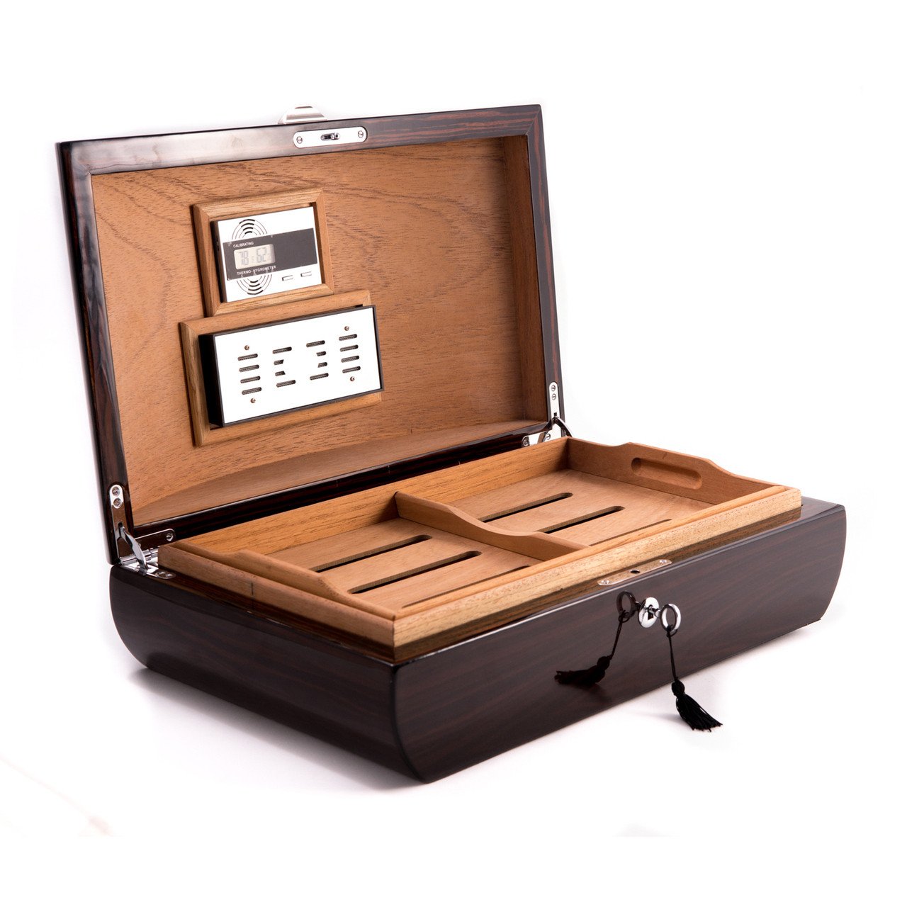 Bey-Berk Lacquered "Ebony" Wood 100 Cigar Humidor
