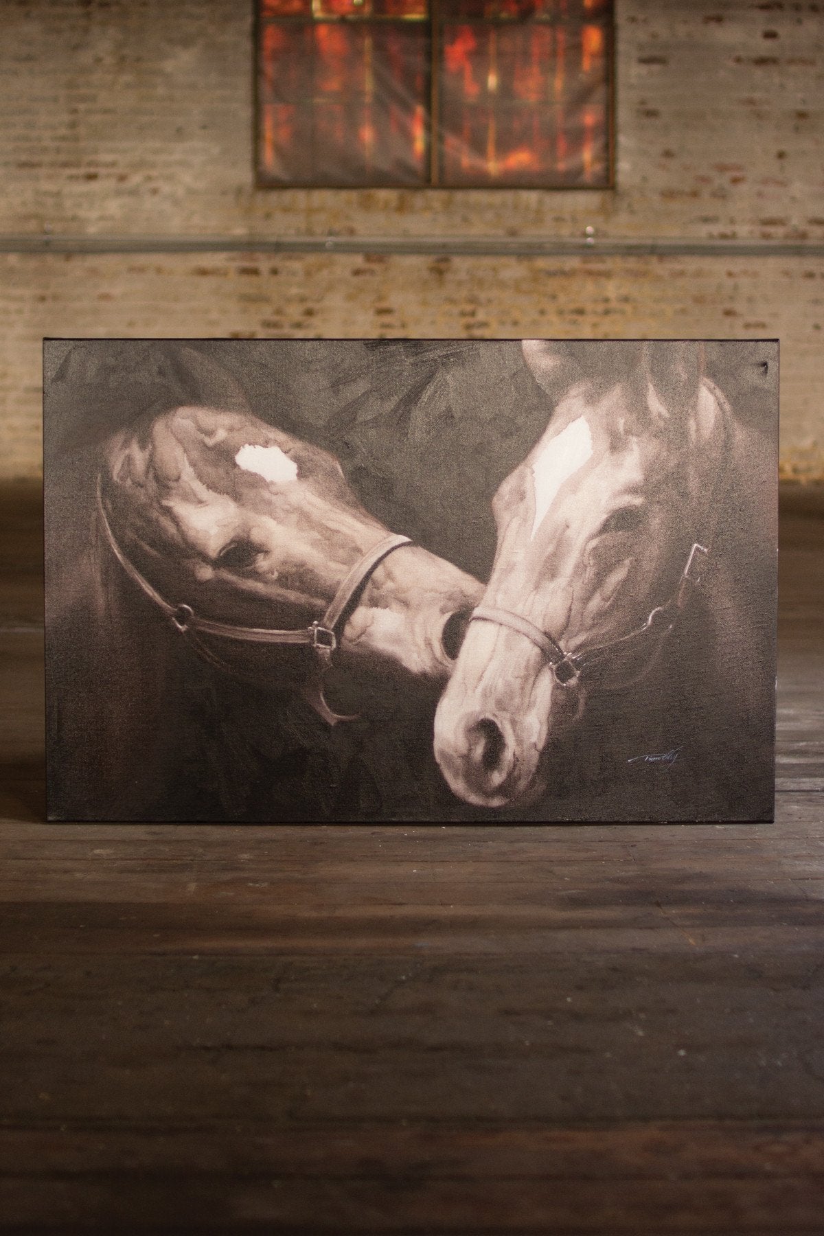 Kalalou Oil Painting - Black And White Kissing Horses