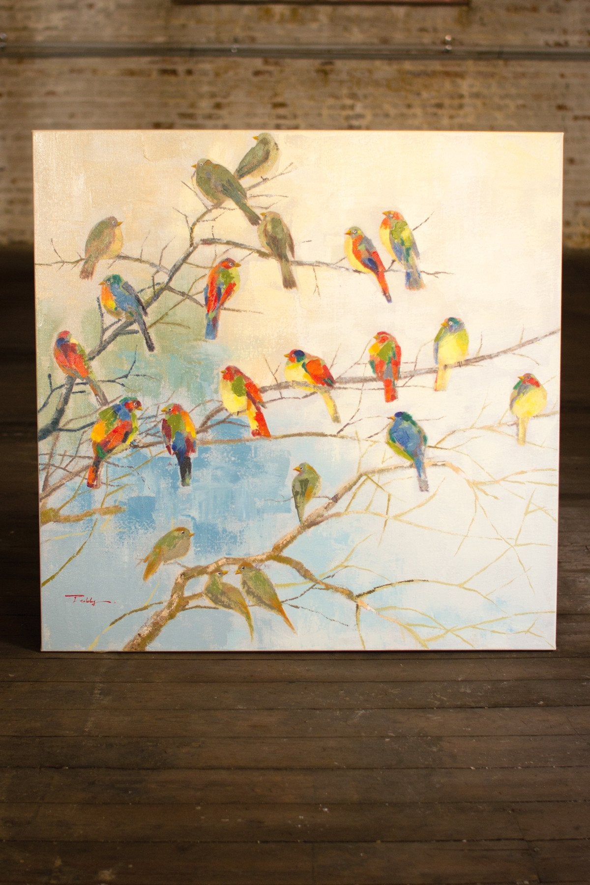Kalalou Oil Painting - Colorful Birds On A Branch