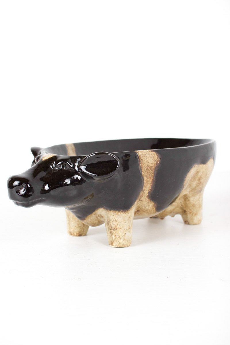 Kalalou Ceramic Black & White Cow Bowl