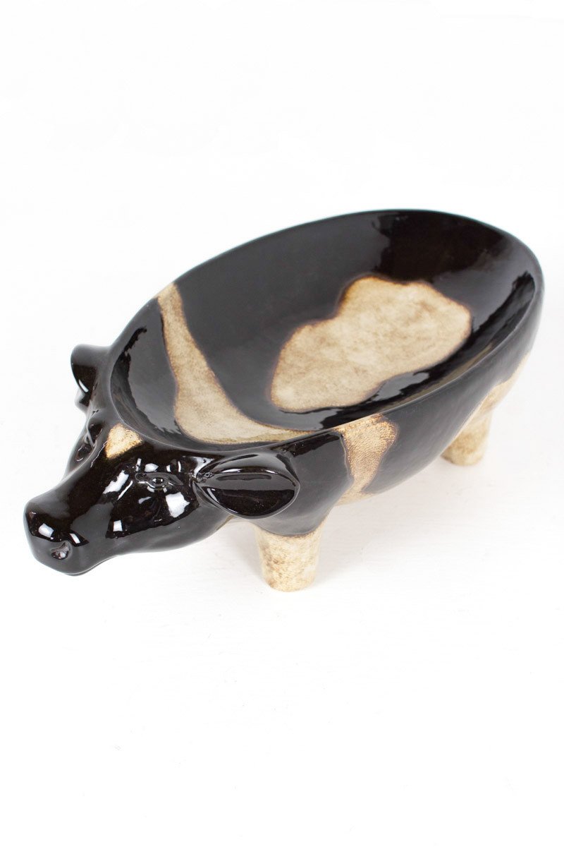 Kalalou Ceramic Black & White Cow Bowl