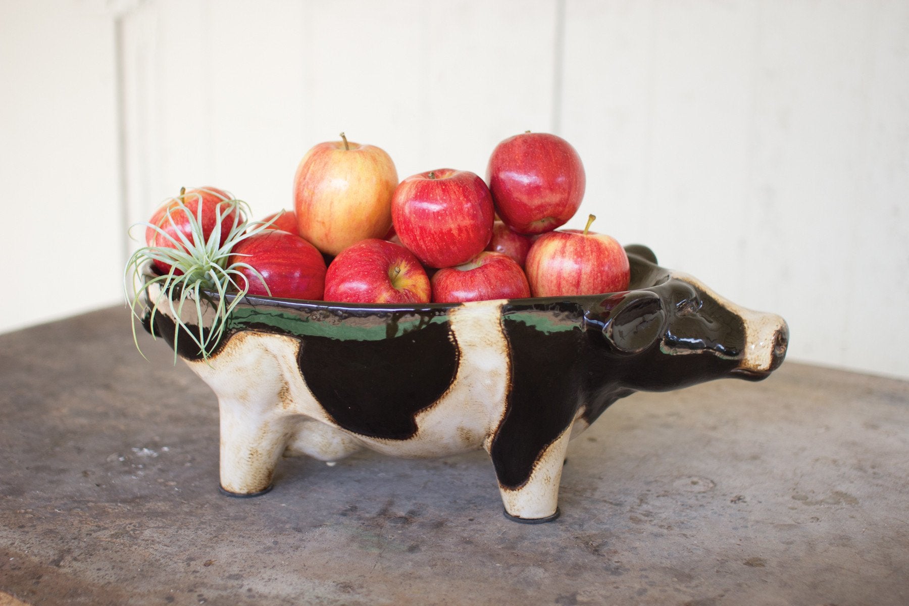 Kalalou Ceramic Black & White Cow Bowl