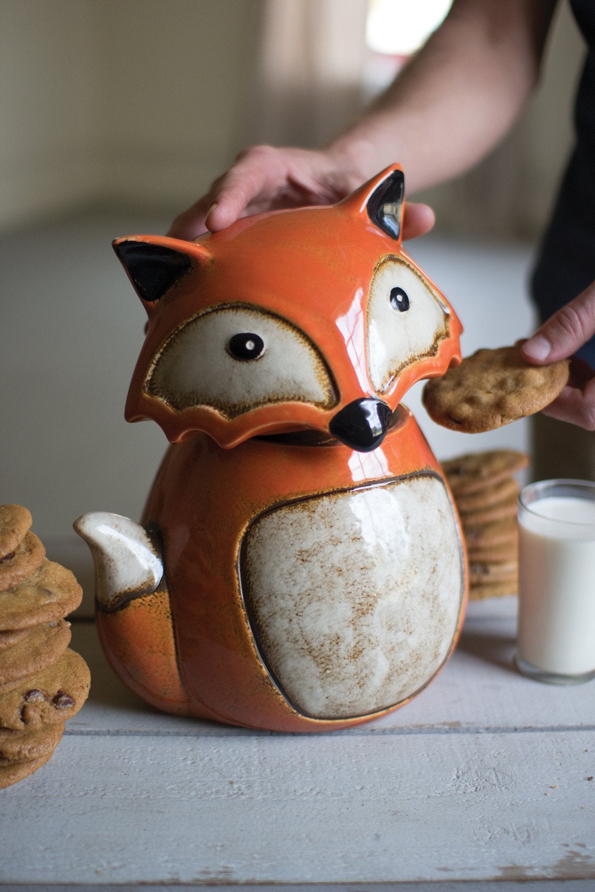 Kalalou Ceramic Fox Canister