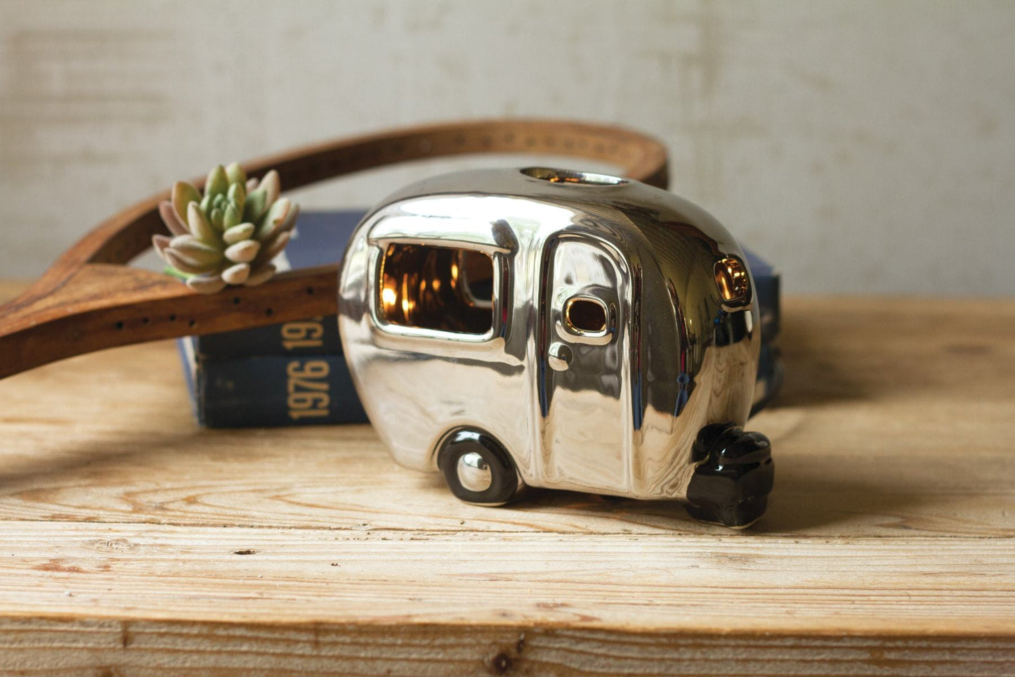 Kalalou Silver Ceramic Camper Lamp (Set of 2)