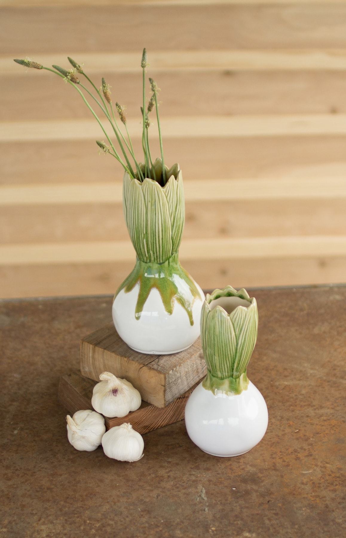 Kalalou Set Of 2 Ceramic Onion Vases