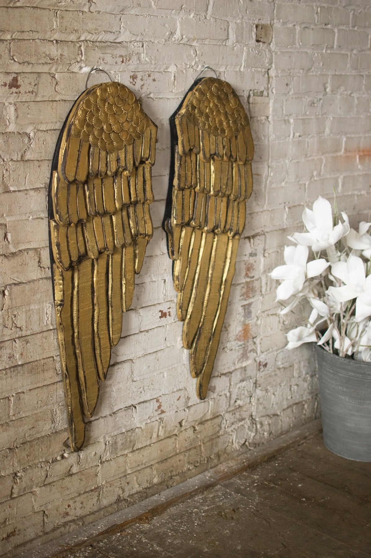 Kalalou Painted Wooden Angel Wings - Set Of 2