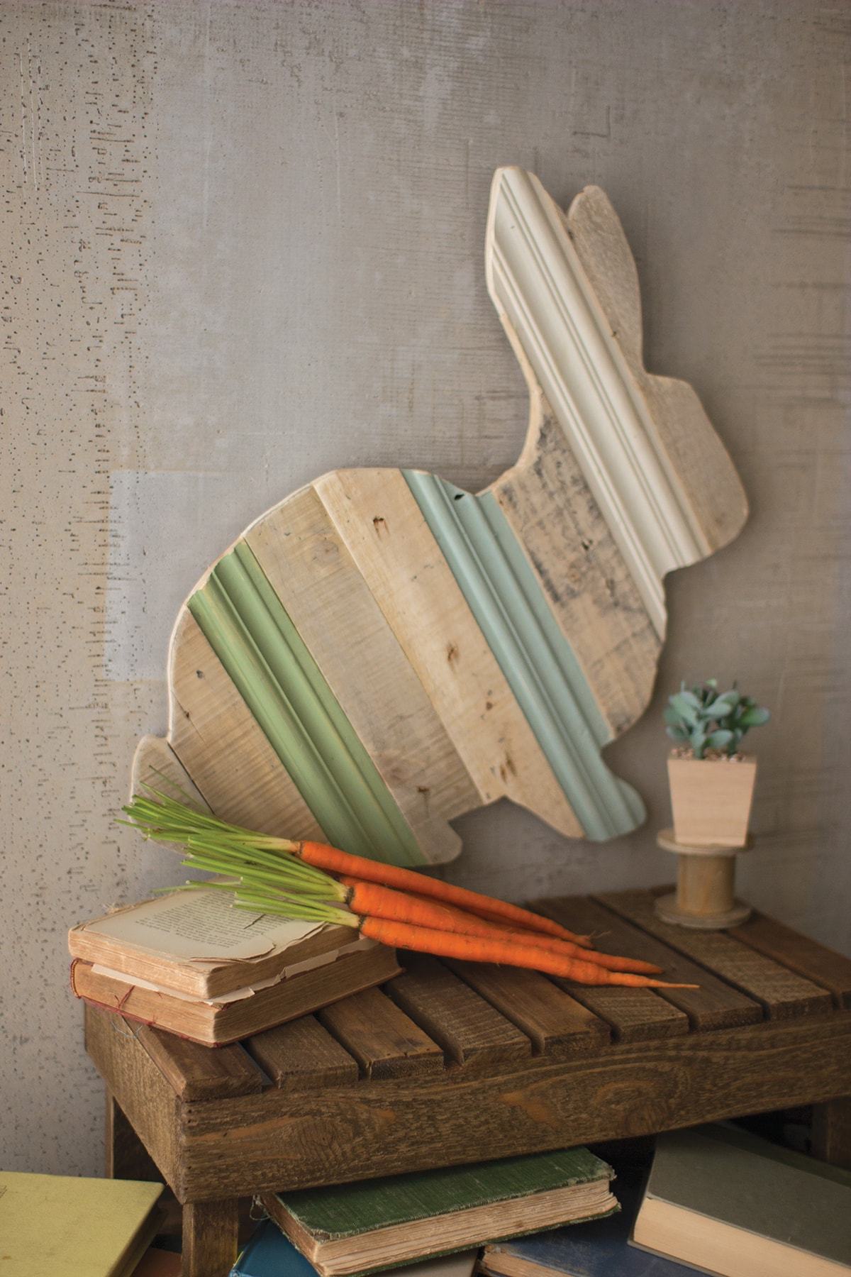 Kalalou Painted Wooden Bunny Wall Art
