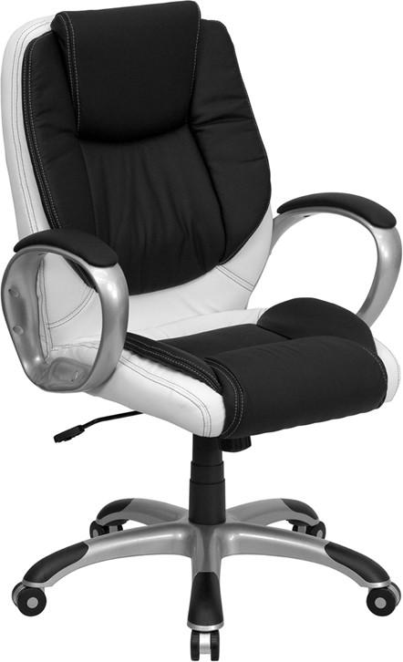 Flash Furniture Mid-Back Black And White Leather Executive Swivel Office Chair