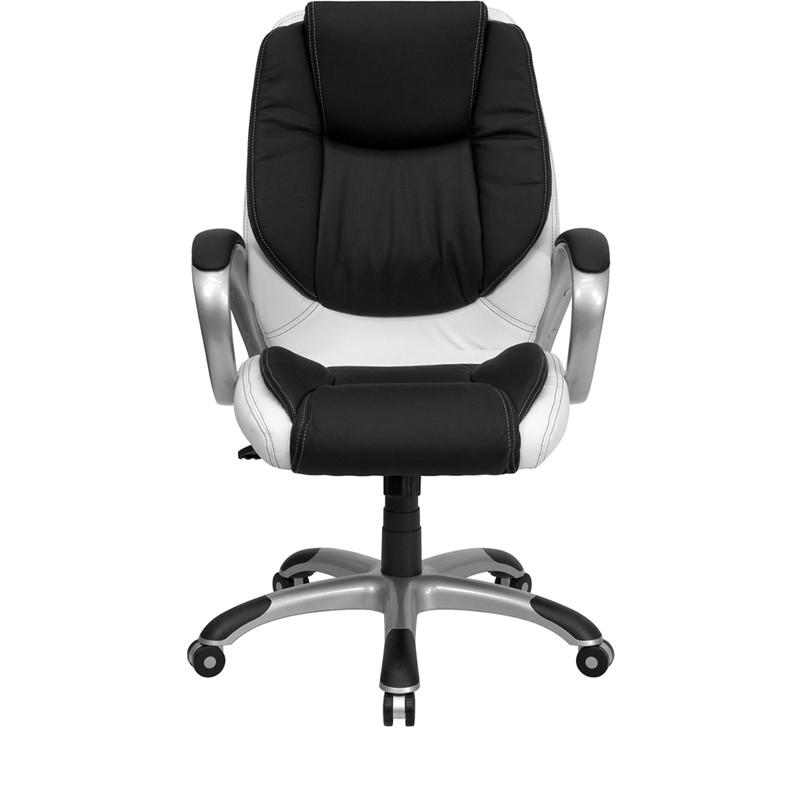 Flash Furniture Mid-Back Black And White Leather Executive Swivel Office Chair