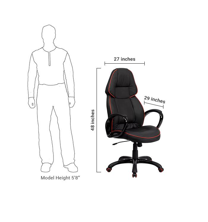 Flash Furniture High Back Black Vinyl Executive Swivel Office Chair With Red Pipeline Border