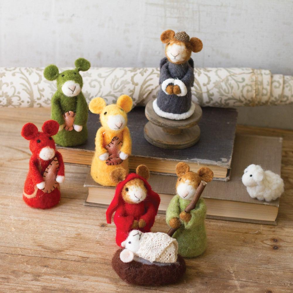 Kalalou Felt Mice Nativity Scene - Set of 8