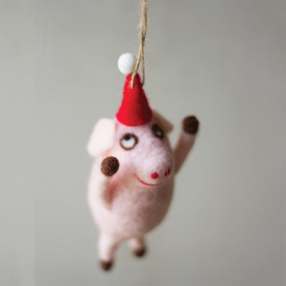 Kalalou Felt Flying Pig Ornament - Set of 4