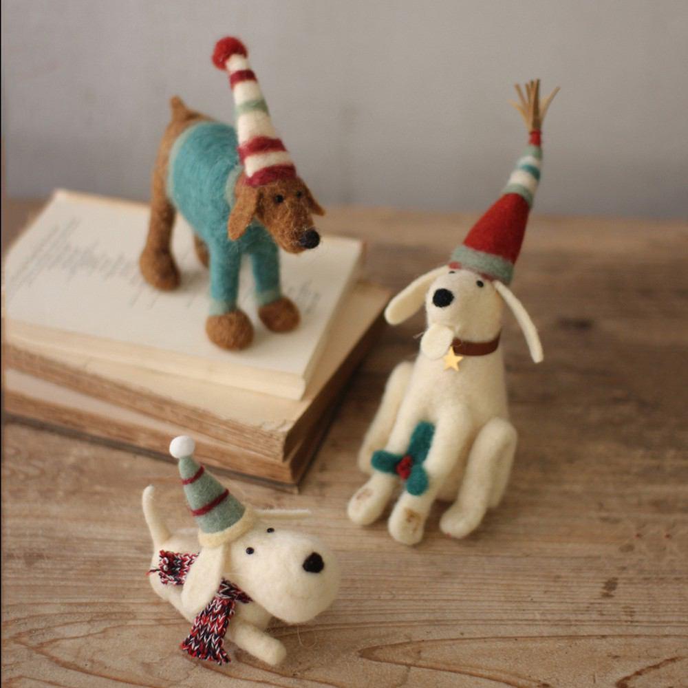 Kalalou Felt Christmas Dogs - Set of 2