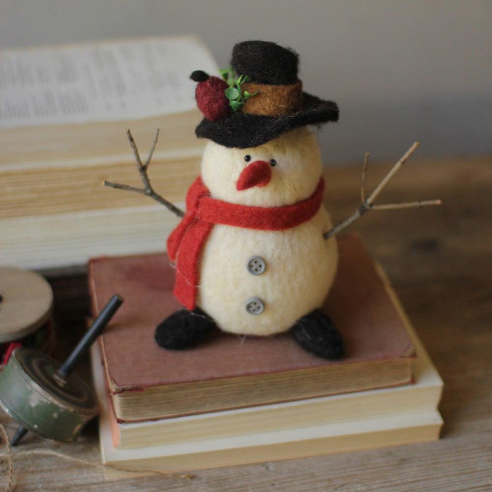 Kalalou Felt Snowman With Rust Scar - Set Of 2