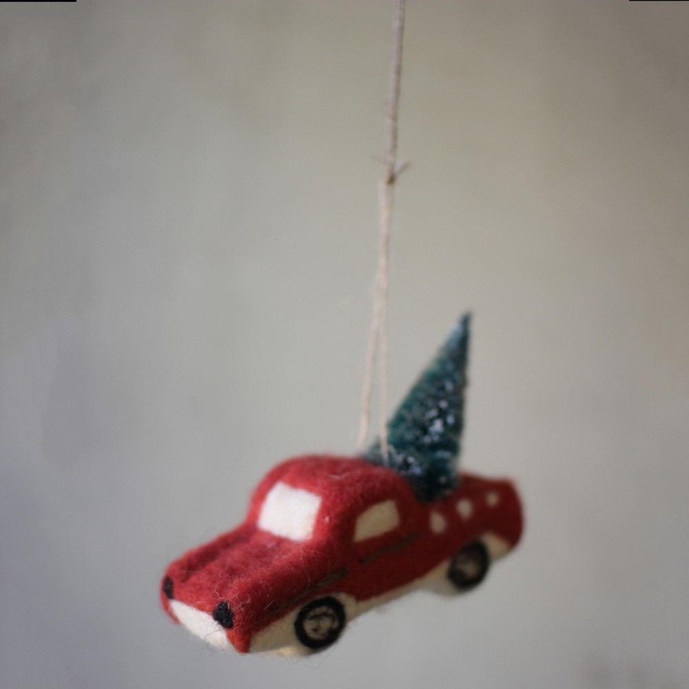 Kalalou Felt Truck With Christmas Tree - Set Of 4
