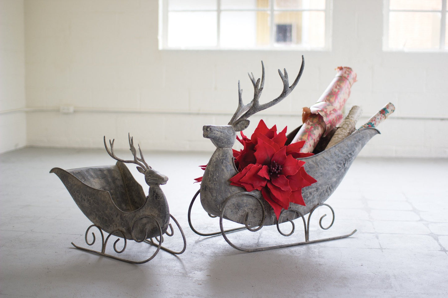 Kalalou Set Of 2 Deer Sleighs