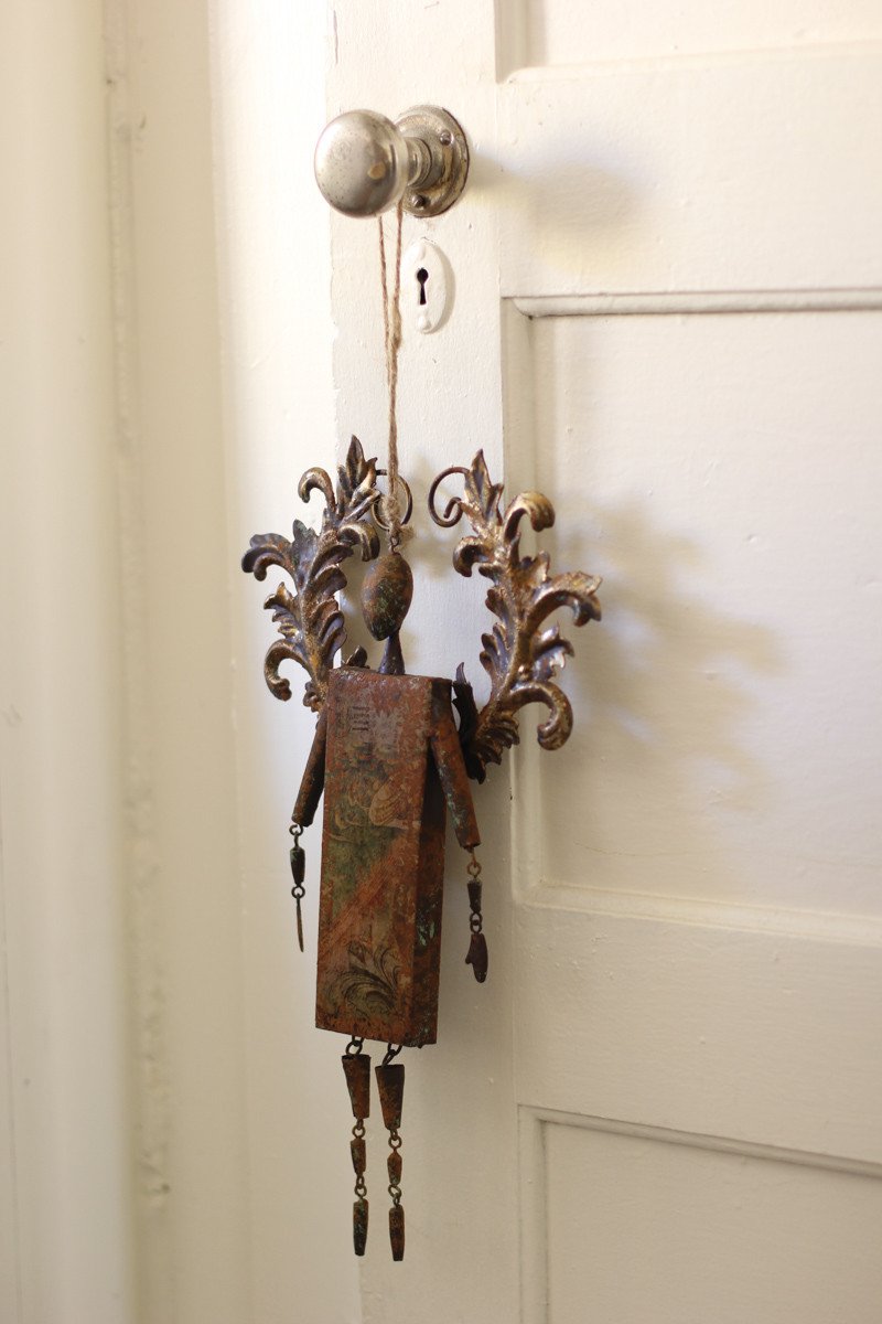Kalalou Rustic Metal Angel Bell Ornament - Set Of 2