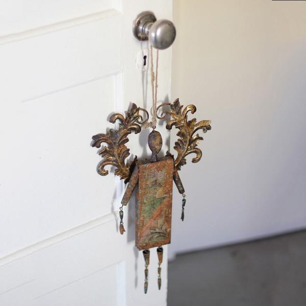 Kalalou Rustic Metal Angel Bell Ornament