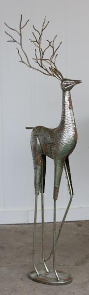 Kalalou Antique Silver Metal Deer - Set Of 2