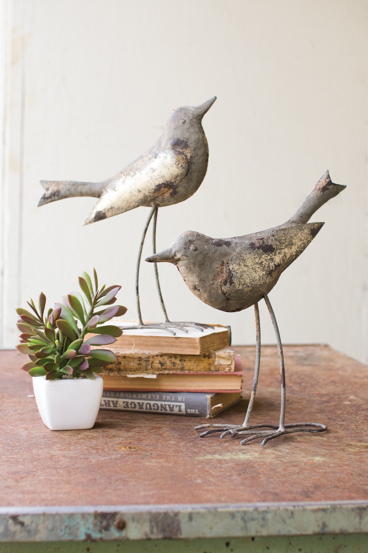 Kalalou Metal Birds - Rustic Grey - Set Of 2
