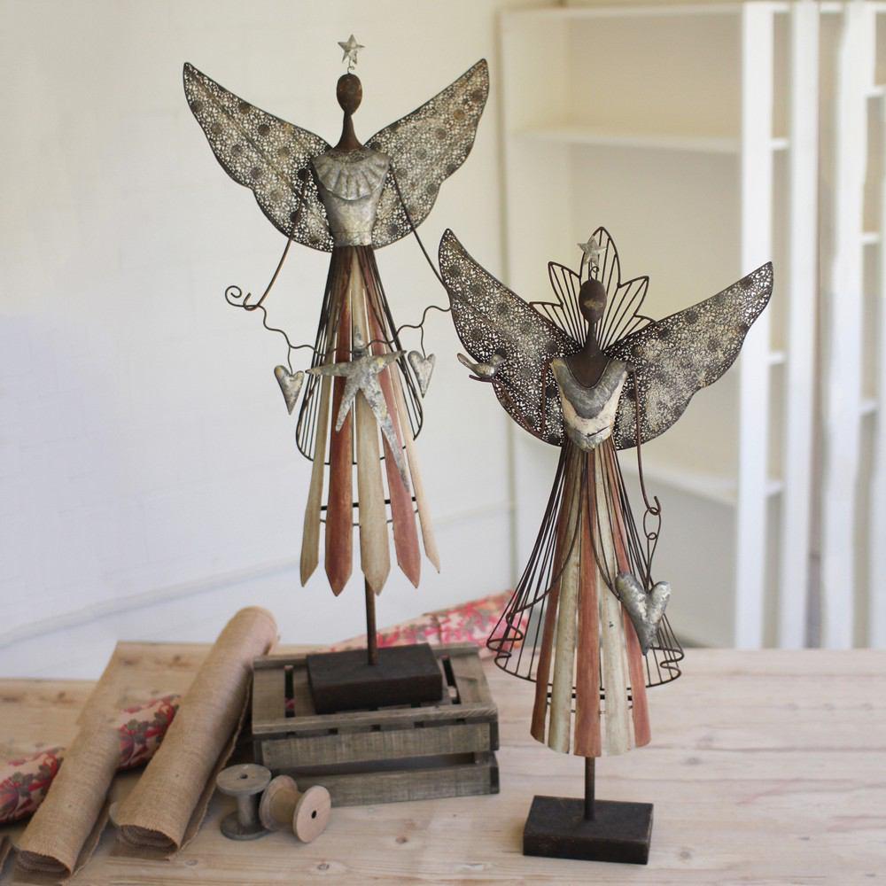 Kalalou Galvanized Angels - Set of 2