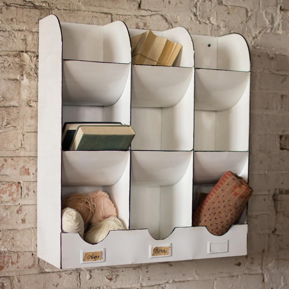 Kalalou White Enamelware Wall Cubbie