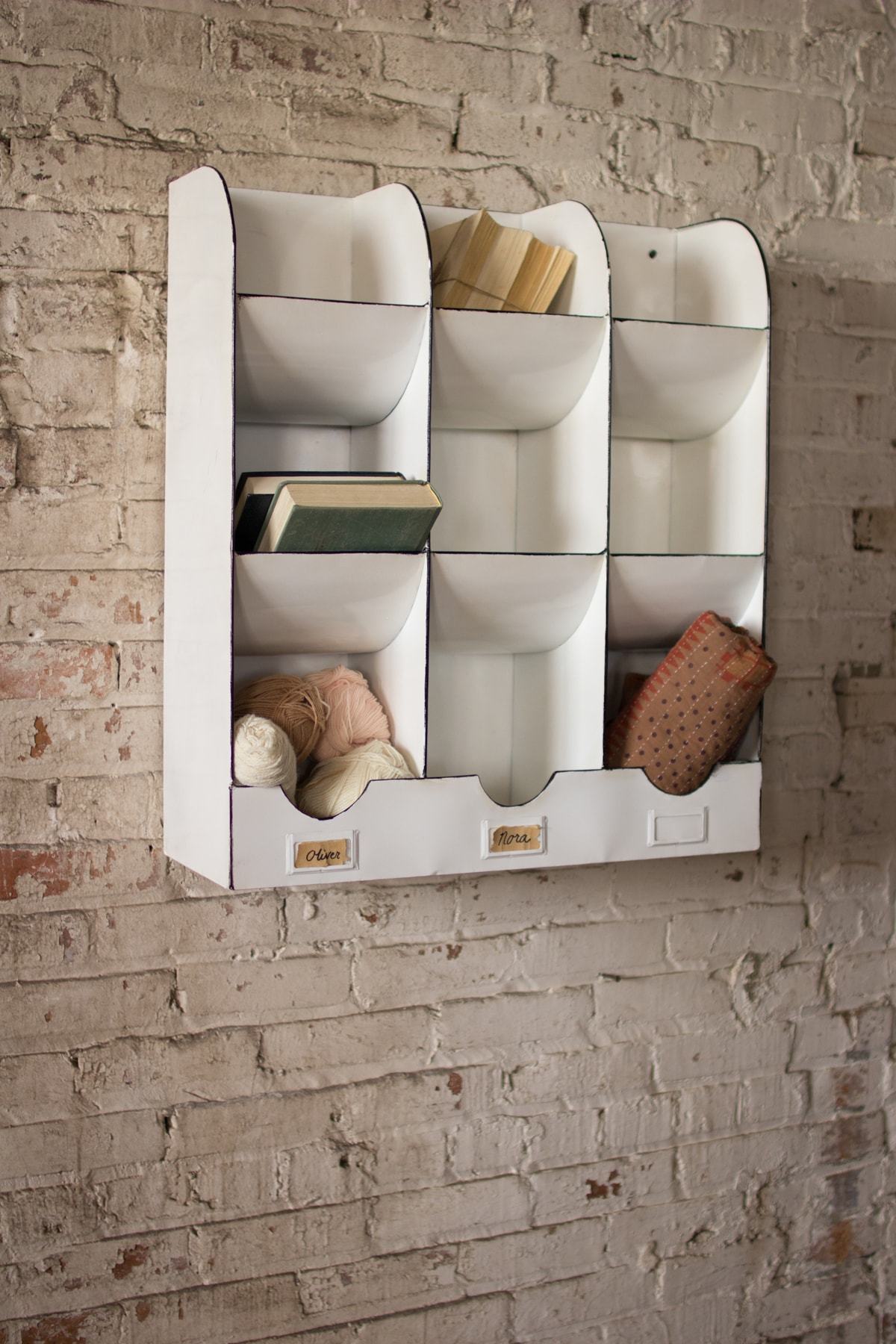 Kalalou White Enamelware Wall Cubbie
