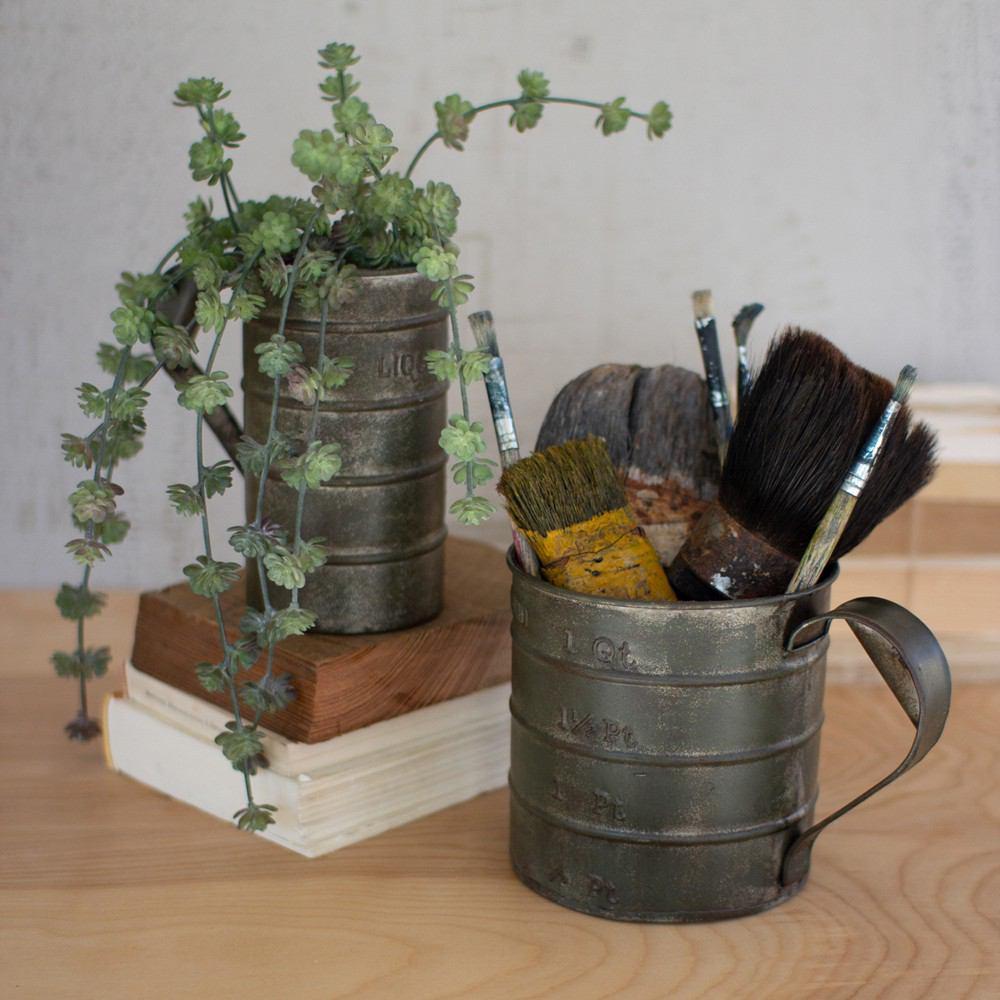 Kalalou Set Of 2 Antique Green Pitchers