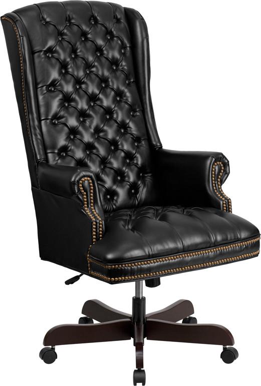 Flash Furniture High Back Traditional Tufted Black Leather Executive Swivel Office Chair
