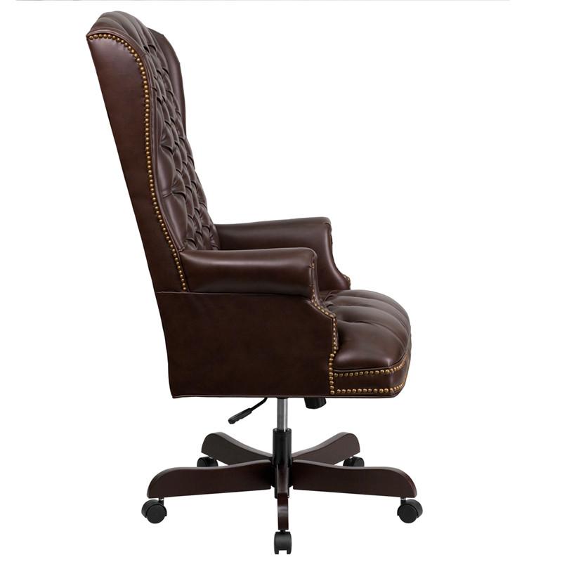 Flash Furniture High Back Traditional Tufted Brown Leather Executive Swivel Office Chair