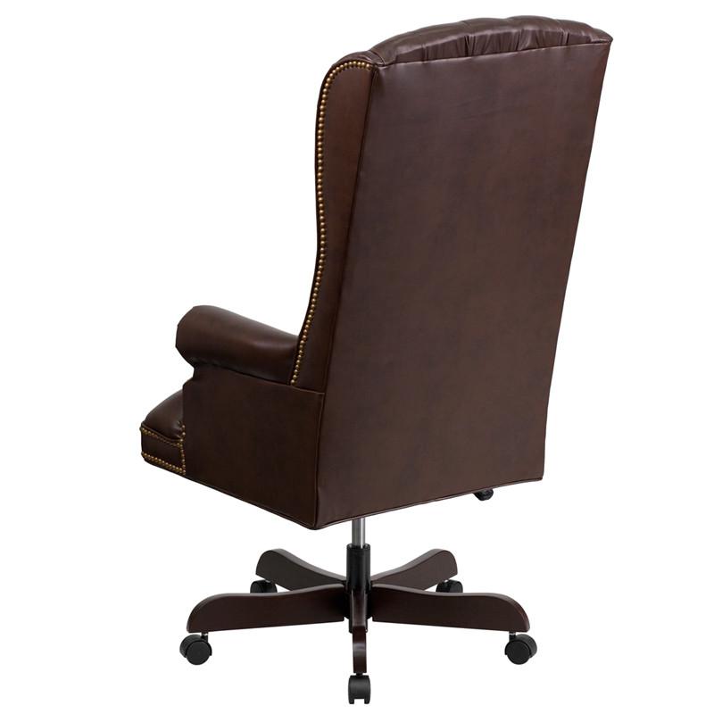 Flash Furniture High Back Traditional Tufted Brown Leather Executive Swivel Office Chair