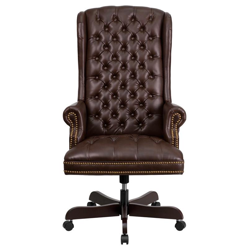 Flash Furniture High Back Traditional Tufted Brown Leather Executive Swivel Office Chair