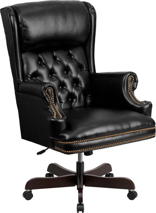 Flash Furniture High Back Traditional Tufted Black Leather Executive Swivel Office Chair