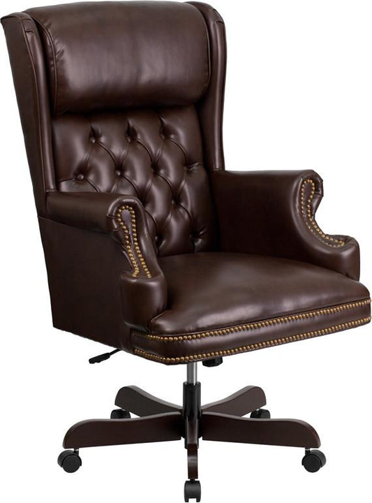 Flash Furniture High Back Traditional Tufted Brown Leather Executive Swivel Office Chair