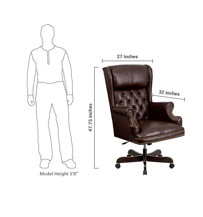 Flash Furniture High Back Traditional Tufted Brown Leather Executive Swivel Office Chair