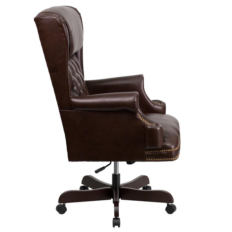 Flash Furniture High Back Traditional Tufted Brown Leather Executive Swivel Office Chair