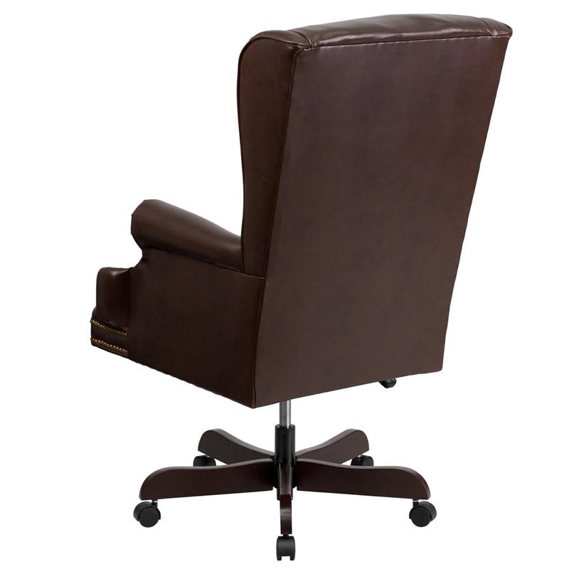 Flash Furniture High Back Traditional Tufted Brown Leather Executive Swivel Office Chair