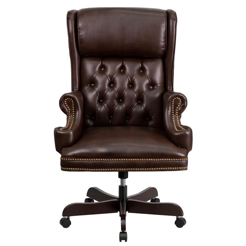 Flash Furniture High Back Traditional Tufted Brown Leather Executive Swivel Office Chair