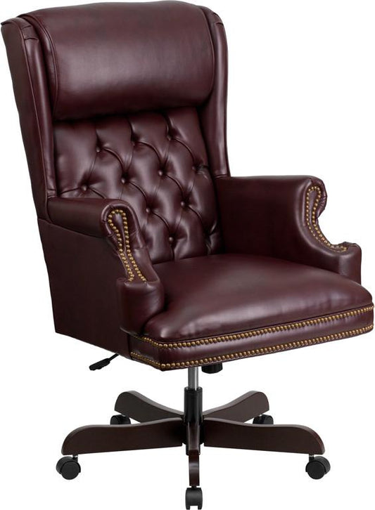 Flash Furniture High Back Traditional Tufted Burgundy Leather Executive Swivel Office Chair