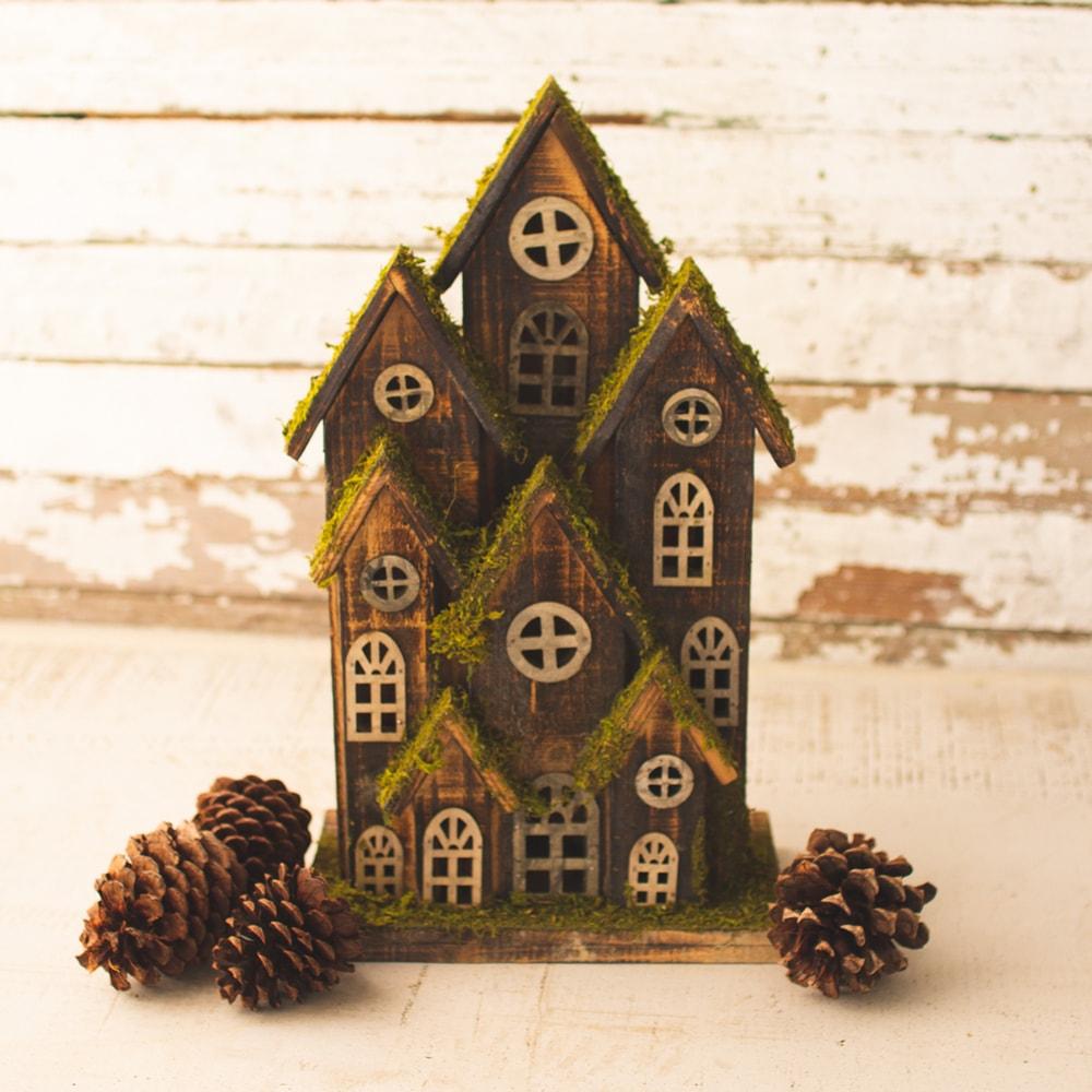 Kalalou Recycled Rustic Wooden Village - Small